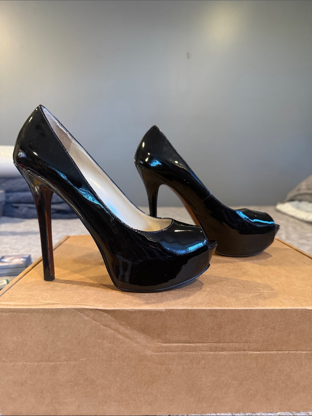 Enzo Angiolini Black Patent Platform Stilettos